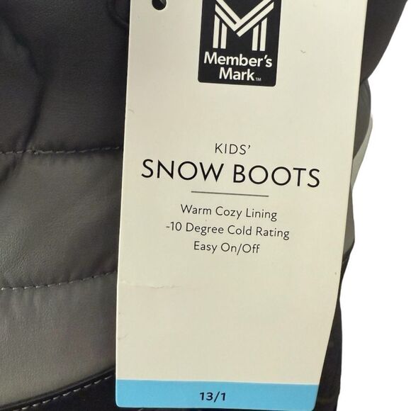 Member’s Mark Black and Gray Winter Boys Boots -10 Degree Cold Rating Size 13/1 - Picture 10 of 11